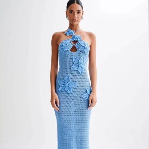 Meshki Dresses & Skirts - Meshki Floral Crochet Maxi Dress Cornflower Blue